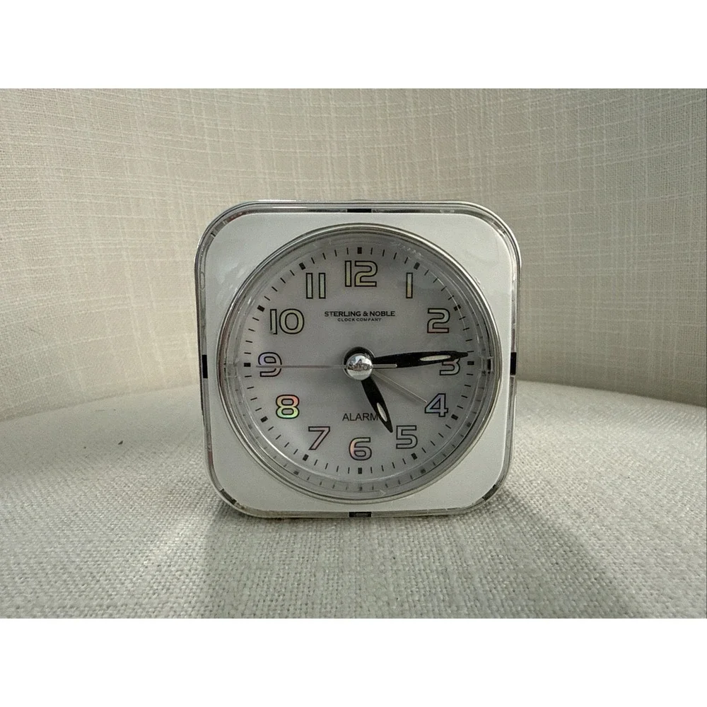 Sterling & Noble Clock‎ Co. Lighted Dial Luminous Hand Travel Alarm Clock Chrome